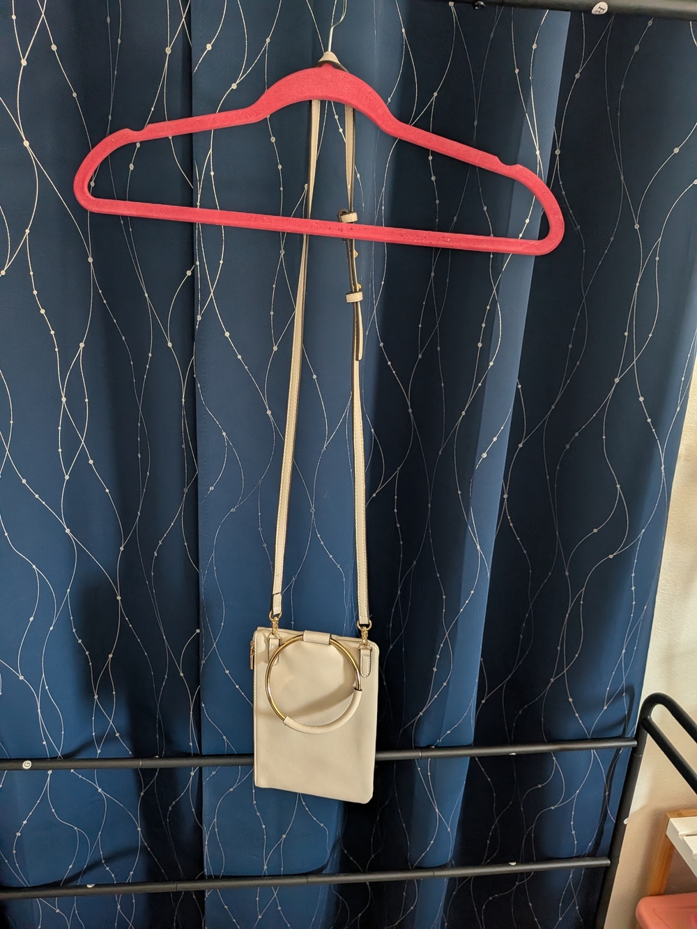INC International Concepts Cream Crossbody Bag with Gold Ring